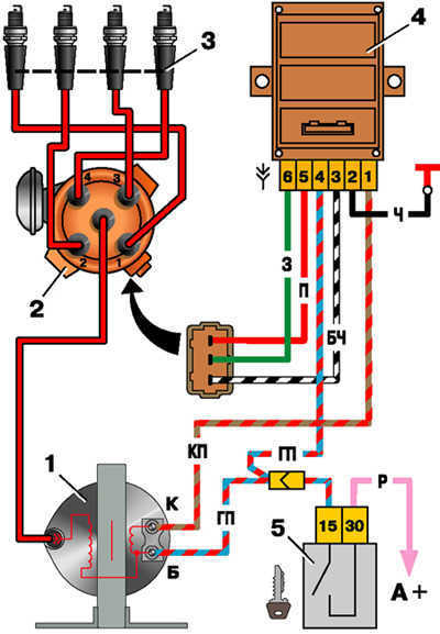 Схема бесконтактной системы зажигания